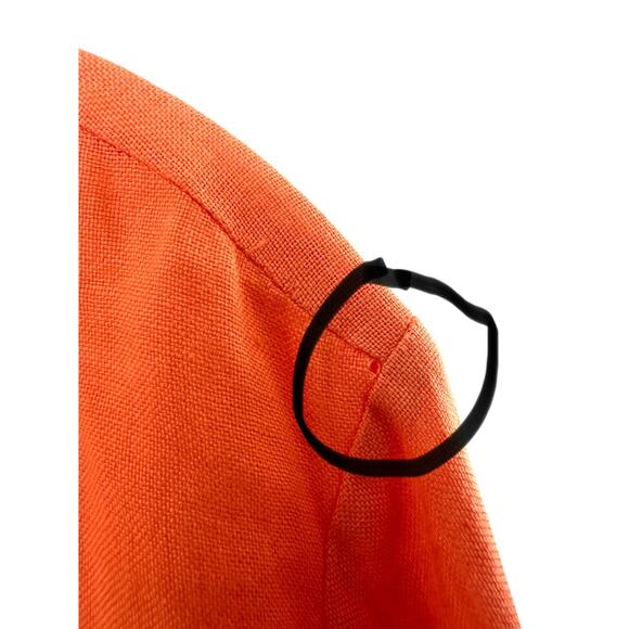 Talbots Irish Linen Blouse 16 Plus Orange Lagenlook Button Up Coastal Grandma - Picture 3 of 12